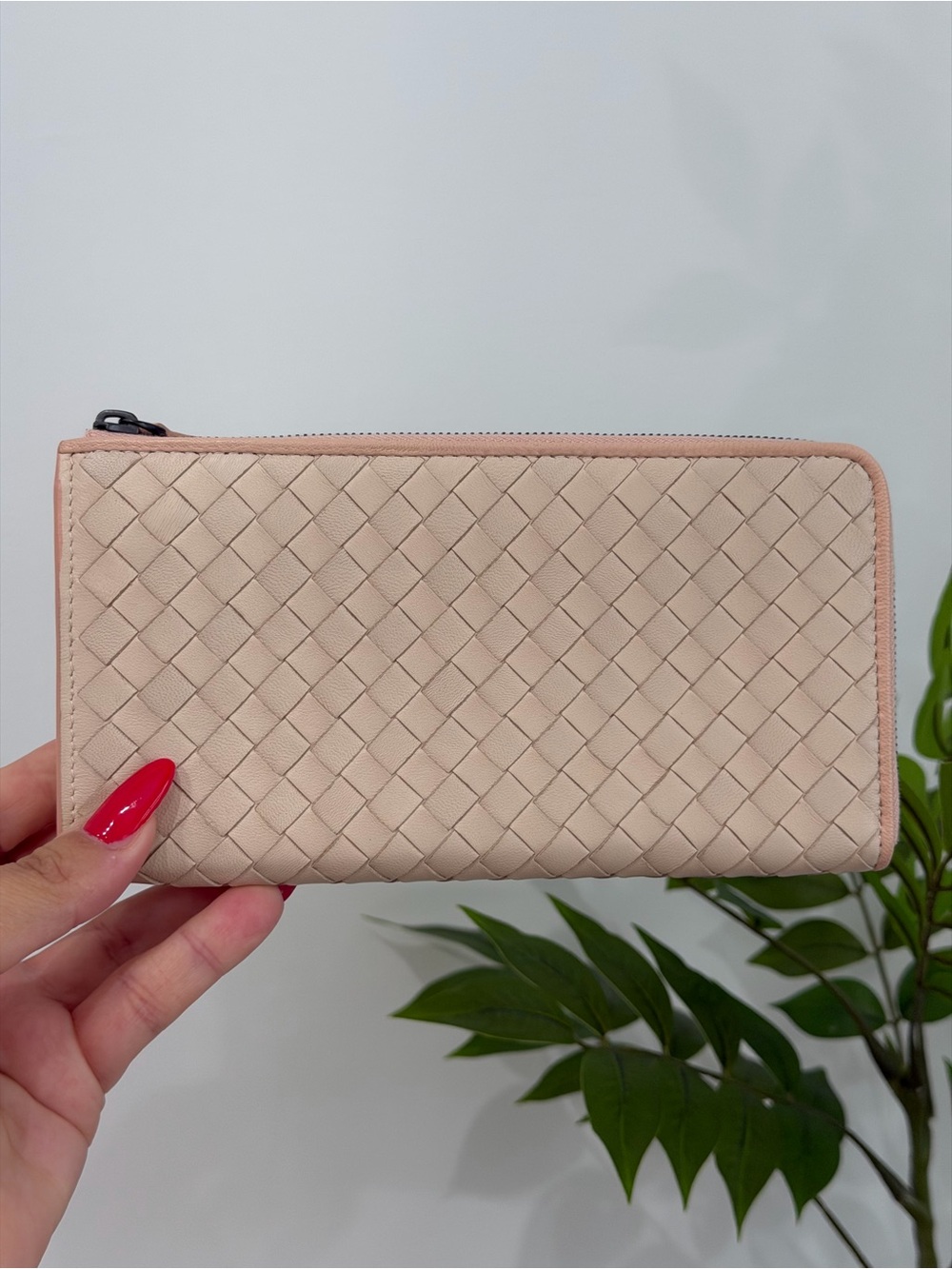 Bottega Veneta Nappa Intrecciato Zip Around Wallet Flamingo